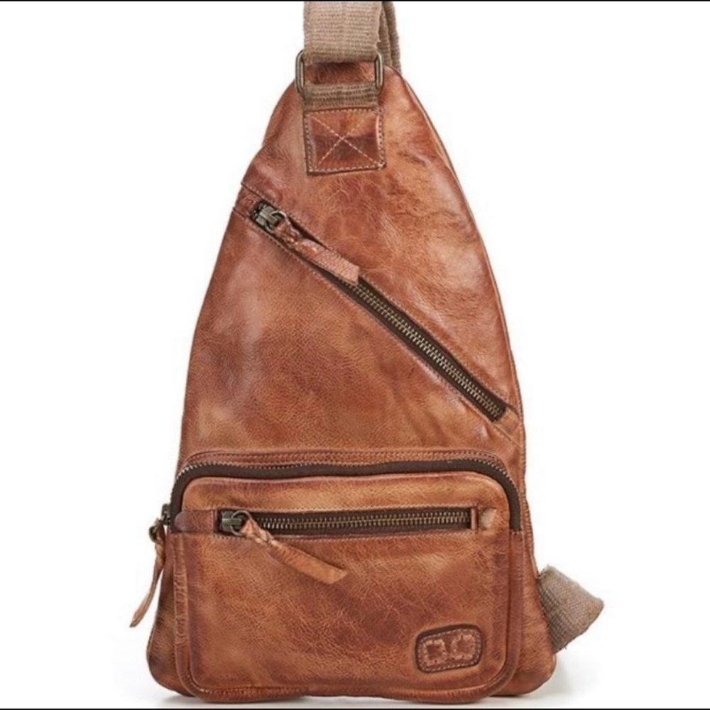 BedStu “Andie” Tanned Leather Sling Backpack